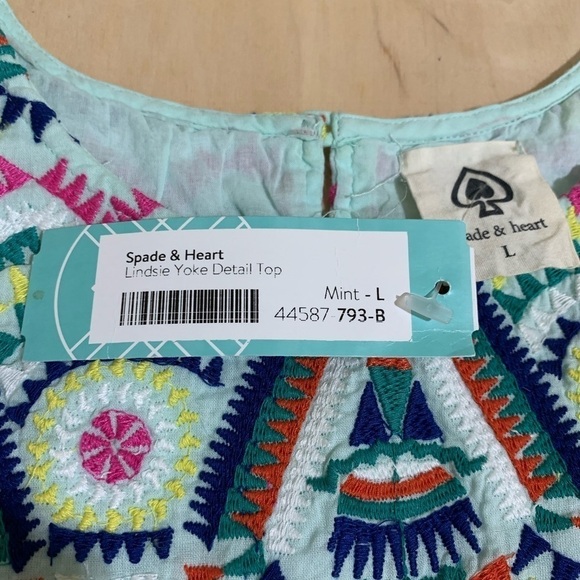 NWT Spade & Heart Lindsie Embroidered Detail Yoke Tank Top Size L - Picture 5 of 8